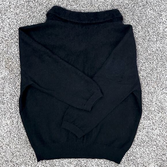 Vintage 50s French Angora Hepburn Bow Collar Black Sweater M L Feminine USA - Picture 10 of 10